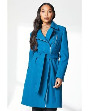 PRINCIPLES Single Breasted Mid Length Coat - Blue