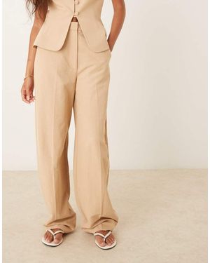 ASOS Linen Blend Tailored Barrel Leg Trouser - Natural