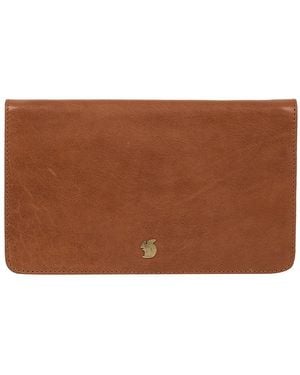 Conkca 'Cherish' Dark Leather Clutch Bag - Brown