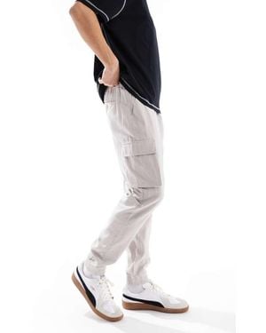 French Connection Cargo Pocket Linen Trousers - White
