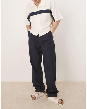 ASOS Baggy Linen Blend Trousers - Blue