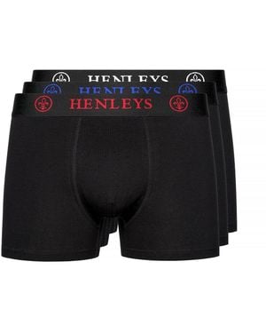 Henleys Trilock Boxer Shorts (Pack Of 3) - Black