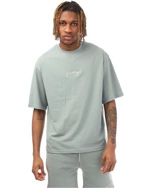 Hype Oversize Fit Signature Print T-Shirt - Grey