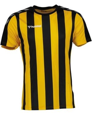 Hummel Stripe Regular Fit Crew Neck T-Shirt - Yellow
