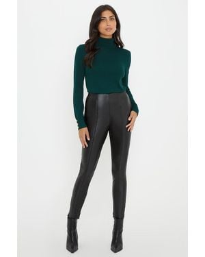 Wallis Faux Leather Leggings - Blue