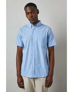 MAINE Grid Check Short Sleeve Shirt Cotton - Blue
