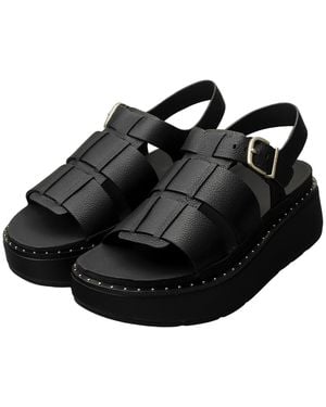 Fitflop Gen-Ff Max Fisherman Tumbled Leather Sandals - Black