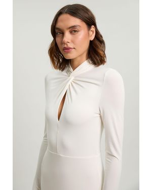 Karen Millen Long Sleeve Jersey Maxi Dress - White