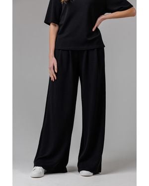 French Connection Luxe Wide Leg Draped Trouser - Black