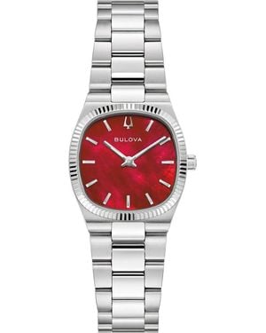 Bulova Super Seville Mini Horloge Zilverkleurig 96L354 - Rood