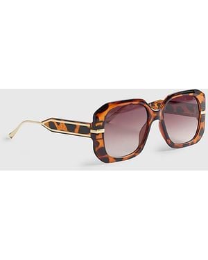 River Island Sunglasses Tortoise Square Glam - Brown