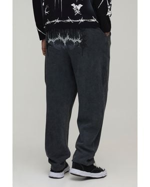 BoohooMAN Tall Balloon Fit Gothic Washed Jogger - Black