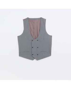 River Island Waistcoat Big & Tall Skinny Fit - Grey