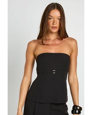 Boohoo Bandeau Belt Detail Tailored Top - Black