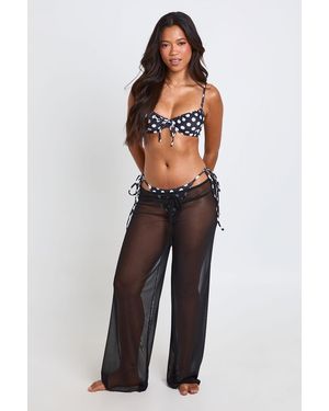 Boohoo Sheer Mesh Wide Leg Beach Trousers - Black