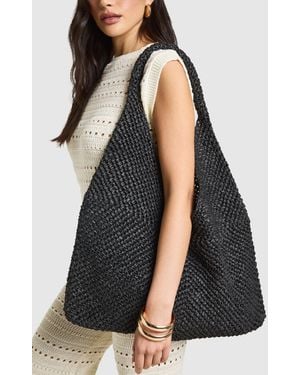 Boohoo Large Slouchy Straw Beach Bag - Black
