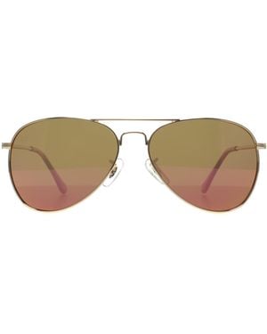 Privé Revaux Prive Aviator Champagne Mirror Commando Mini Metal - Brown