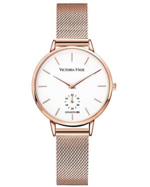 Victoria Hyde London Metropolitan Time Mesh Stainless Steel - White