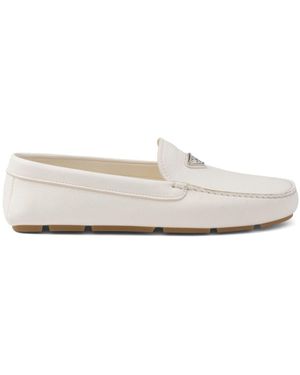 Prada Logo Lederen Loafers - Wit