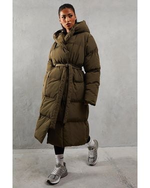 MissPap Hooded Longline Padded Coat - Green
