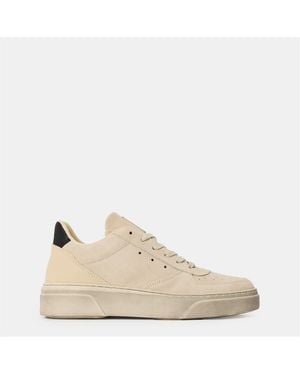 Steve Madden Brent Lace Up Low Top Trainers - Natural