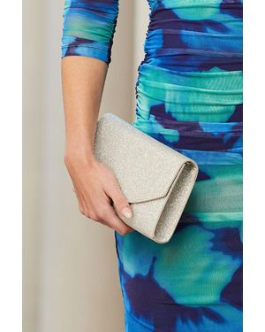 Sosandar Structured Flap Bag Metallic - Blue