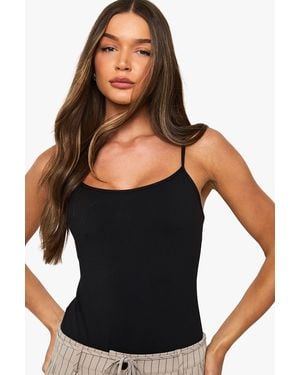 Boohoo Peached Sculpt Strappy Sleeveless Bodysuit With Removable Padding - Black