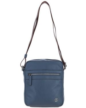 Brampton London 'Crossflow' Real Leather Crossbody Bag - Blue