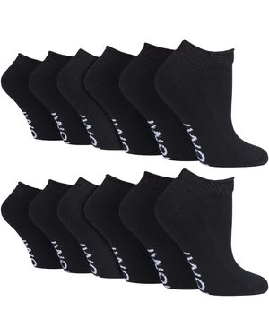 IOMI 12 Pair Multipack Diabetic Trainer Socks For Swollen Feet & Ankles - Black