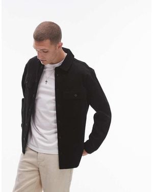 TOPMAN Long Sleeve Cord Overshirt - Black