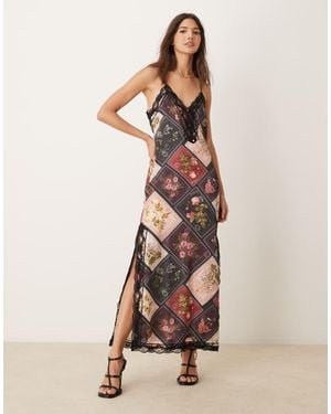 Miss Selfridge Cami Maxi Dress With Lace Detail - Natural