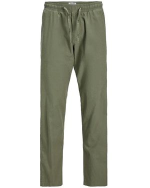 Jack & Jones And Linen Blend Relaxed Fit Trousers - Green