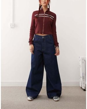 Collusion Wide Leg Seam Detail Jeans - Blue