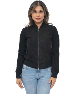 Infinity Leather Ma-1 Suede Bomber Jacket-Arnhem - Black