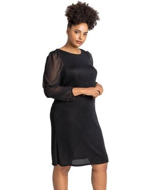 Roman Curve Sparkle Swing Dress - Black