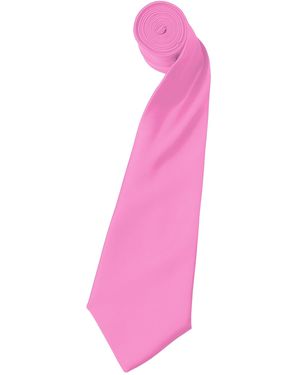 PREMIER Plain Satin Tie (Narrow Blade) (Pack Of 2) - Pink