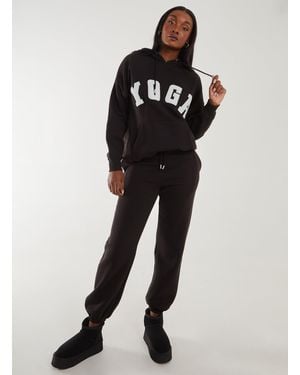 Pink Vanilla Plain Drawstring Joggers - Black