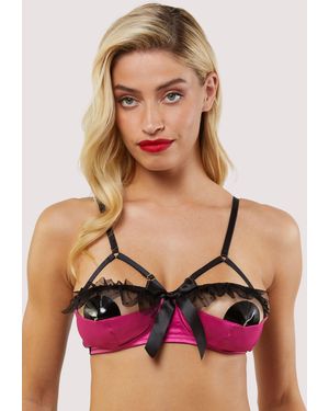 Bettie Page Lingerie Inga Ruffle Balconette Bra - Red