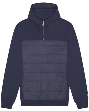 Lyle & Scott Hybrid Panelled Interlock Night Hoodie - Blue