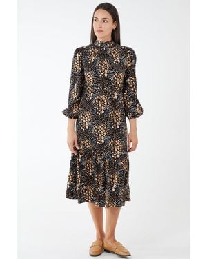 Blue Vanilla High Neck Tie Back Midi Dress - Black