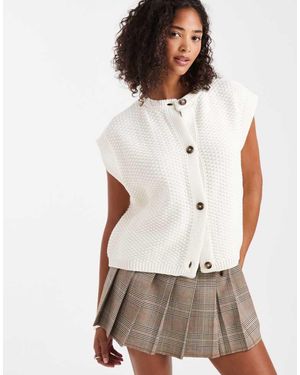 ASOS Boxy Knitted Stitch Waistcoat With Button Detail - White