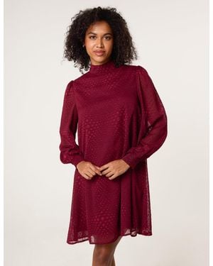 Blue Vanilla High Neck Shift Dress - Red