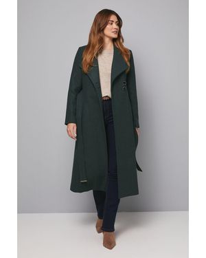 Wallis Belted Maxi Coat - Green