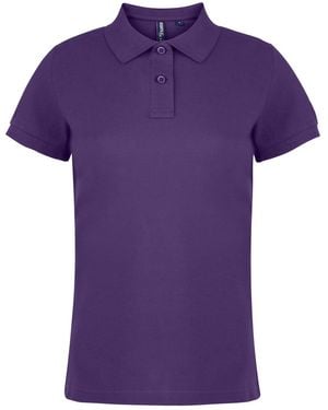 Asquith & Fox Ladies Plain Short Sleeve Polo Shirt Cotton - Purple