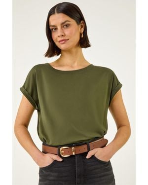Roman Plain Stretch Cotton Jersey T-Shirt - Green