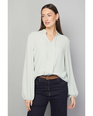 Wallis Collarless Woven Blouse - White