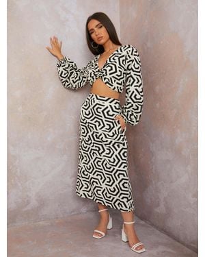 Chi Chi London Geometric Print Maxi Skirt - Multicolour