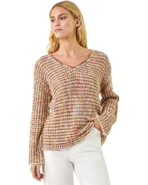 Roman Crochet Detail Hooded Knit Jumper - Natural