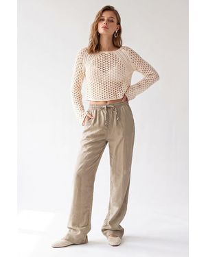 MixRay Tencel Wide-Leg Palazzo Trousers - Natural