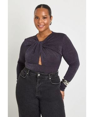 Boohoo Plus Twist Detail Bodysuit - Blue
